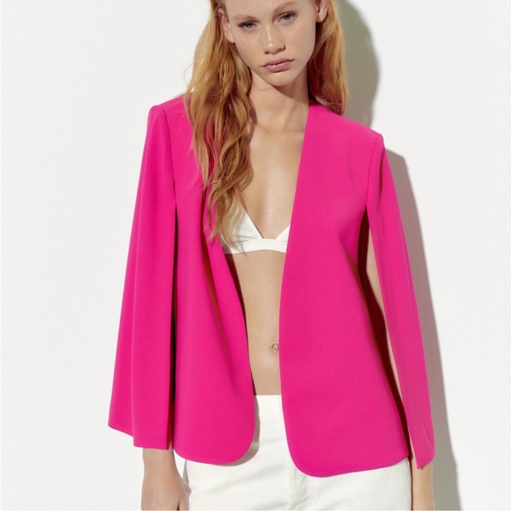 Zara Hot Pink Cape Blazer for Women